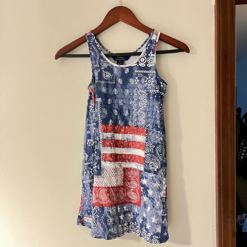 Polo by Ralph Lauren Red White Blue Casual Patriotic Bandana Kids Tank Dress - Picture 2 of 5